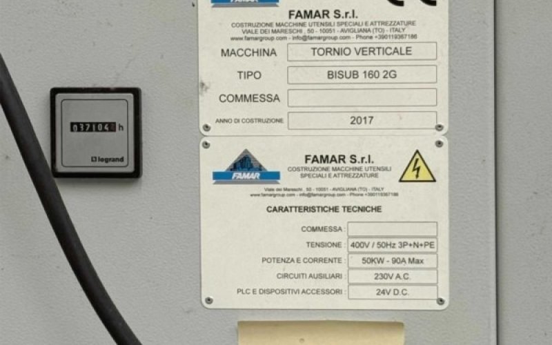 Двухшпиндельный вертикальный токарный центр с ЧПУ FAMAR BiSUB 160 2G
