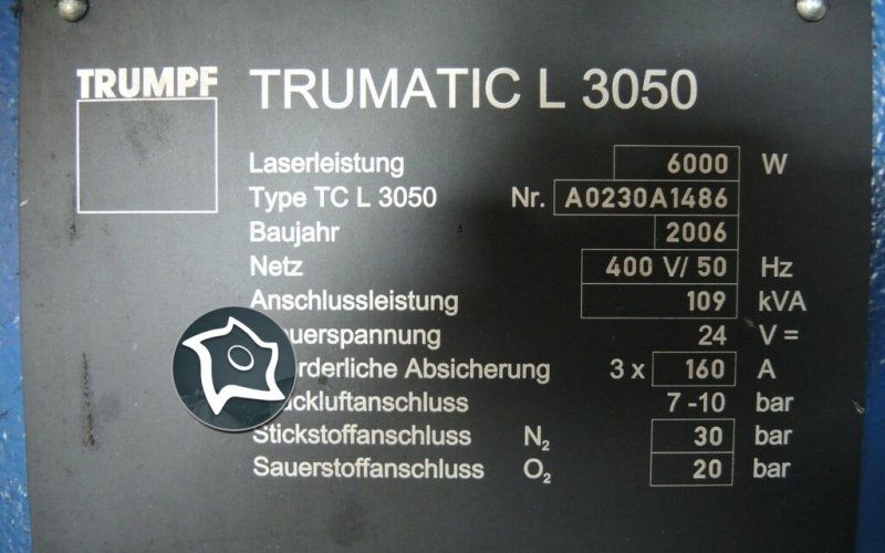 Лазерне різання з ЧПУ TRUMPF Trumatic TC L 3050 - 6KW