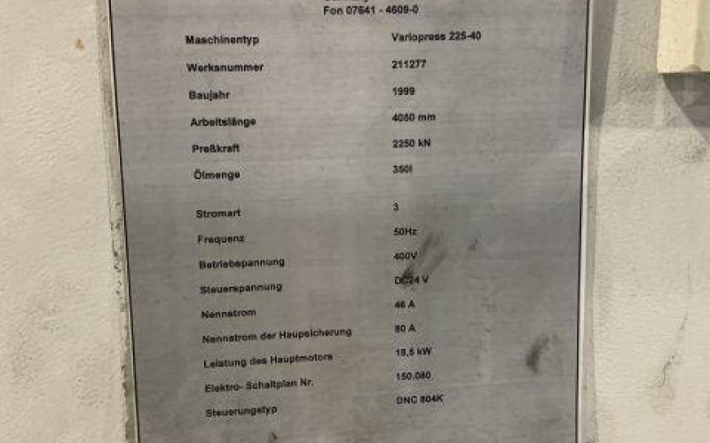 Листозгинальний гідравлічний прес з ЧПУ EHT Variopress 225