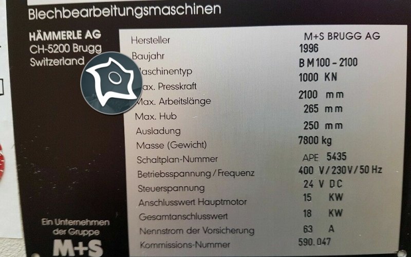 Листогибочный гидравлический пресс с ЧПУ HÄMMERLE BM 100-2000