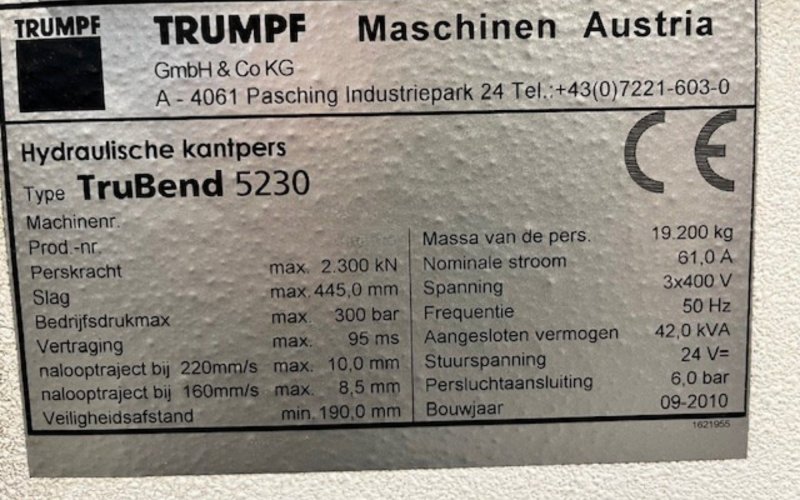 Листогибочный пресс TRUMPF TruBend 5230