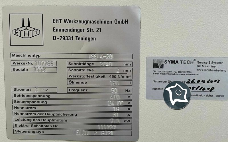 Ножиці для листового металу з ЧПУ EHT TSS 4-30