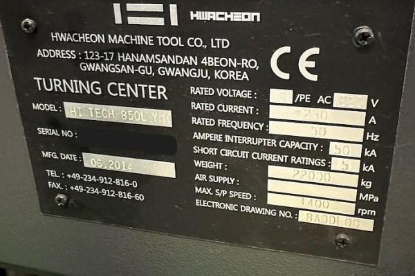 Горизонтальний токарно-фрезерний обробний центр з ЧПУ 2014 HWACHEON Hi-TECH 850L YMC