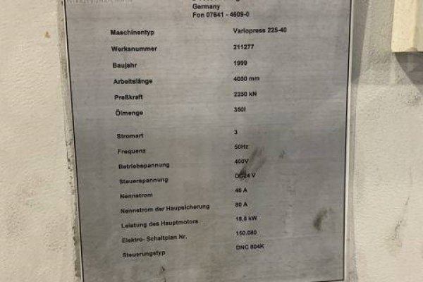 Листогибочный гидравлический пресс с ЧПУ EHT Variopress 225