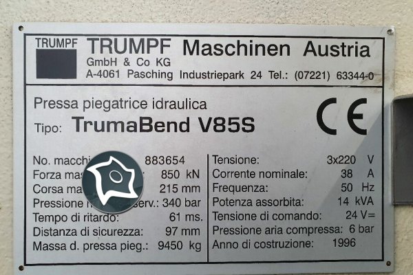 Листогибочный гидравлический пресс с ЧПУ Trumpf V 85 s