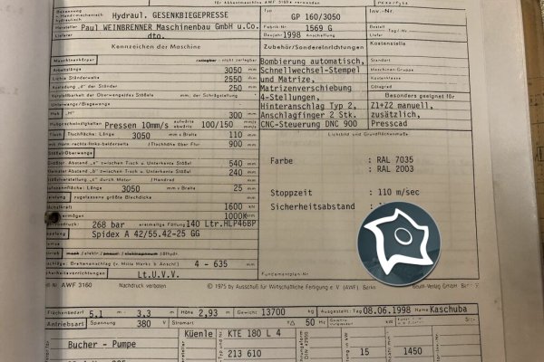 Листогибочный гидравлический пресс с ЧПУ Weinbrenner GP 160 / 3050