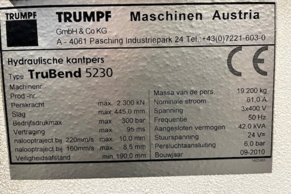 Листогибочный пресс TRUMPF TruBend 5230