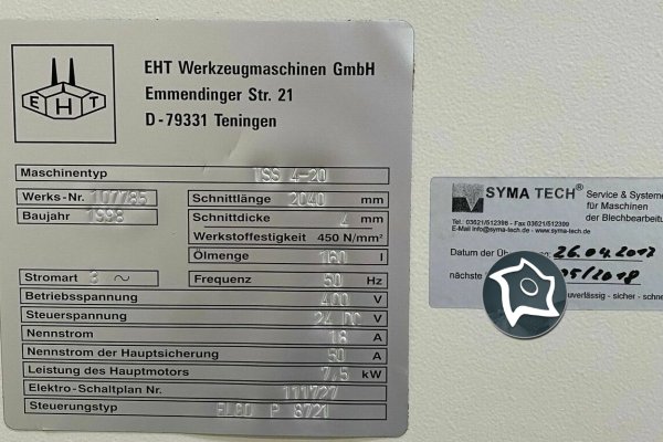 Ножиці для листового металу з ЧПУ EHT TSS 4-30