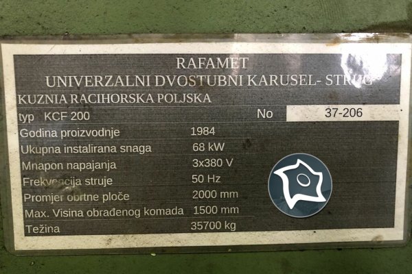 Токарно-карусельний верстат Rafamet KCF 200