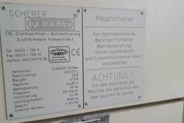 Вертикальний токарний верстат SCHERER FEINBAU VDZ 220L